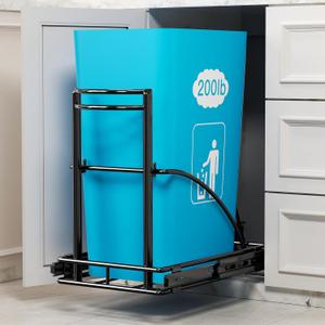 Under Sink Trash Can Pull Out 7-13Gal 50Qt Black, Under Cabinet Trash Bin Pull Out Kit 13" Wx17 Hx17 D, Sliding Garbage Can Under Counter, No Can Include