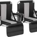 ALPHA CAMP Stadium Seat Chair for Bleachers with Back & Arm Rest (Black Grey-2pcs)