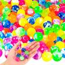 Leitee 500 Pcs Bouncy Balls Bulk, 0.7 Inch/ 18 mm Small Neon Swirl Bouncing Balls for Vending Machine, Kids Birthday Party Favors and Class Prizes (500 Pcs)
