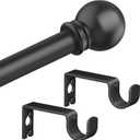 Authandis Black Curtain Rods for Bedroom with Brackets,5/8 Inch Diameter Small Window Curtain Rod Adjustable 32 to 60 Inches,Easy Install Drapery Rods