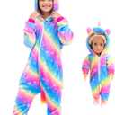 FZOSM Cute Girls Unicorn Halloween Costume Cosplay Onesie (7-8 Years, Blue/Pink)
