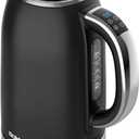 Electric Kettle, 1.7L/1500W, Stainless Steel, Digital Touch Panel, Keep Warm Function, Auto Shutoff, BPA-Free, Hot Water Kettle for Coffee & Tea, No Plastic Contact with Water (Black)