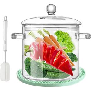 Clear Glass Simmer Pot with Lid for Cooking Potpourri Cookware Saucepan 3L 101OZ Large Pots for Stove Top Visions Stockpots Pan Big Safe Borosilicate Pans