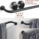 Black Aluminum 48-88" Wrap Around Curtain Rod with 1 Inch Diameter, 50 lbs Weight Capacity, Blackout, Adjustable, Wall Mounted