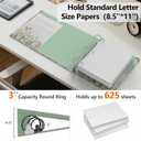 3 Ring Binder 3 Inch, Cute Decorative Hardcover Low Profile Clipboard with Storage, 3'' Round Ring Binders for Letter Size Paper, Durable Binder Organizer for School Office Supplies(Garden Flowers)