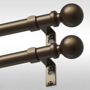 2 Pack Bronze Curtain Rod 36-60 Inch, 1 Inch Adjustable Heavy Duty Curtain Rods for Windows, Decorative Modern Window Treatment Rods, Splicing Metal Drapery Pole, Easy Installation