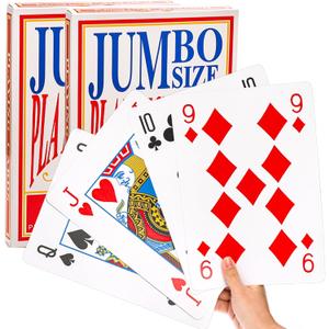 Yopay 2 Pack Jumbo Giant Playing Cards, Oversized Poker Deck Cards for Casino Theme Party Decoration, 8 X 11in Big Full Deck Huge Poker of Game Magic Fun for School, Classroom, Senior