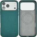 Leather Phone Case for iPhone 17 Pro, Magnetic Attraction, Camera Protection, Fingerprint Resistant (Dark Green, iPhone 17 Pro)