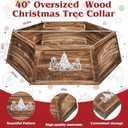 40" Wood Christmas Tree Collar, XL Hexagon Xmas Bottom Cover, Rustic Vintage Skirt for 7.5-11 ft Christmas Tree, Wooden Xmas Oversized Holiday Decor for Home Festive Party(Brown,Cute)