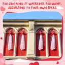 FoldTier 6 Set Valentine's Day Heart Gauze Table Runner Tulle Curtains and Buckets for Room Window 51 x 63 Inch Glitter Heart Valentines Table Runner Pink Tablecloth for Candlelight Dinner Home Decor