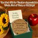 3 x Teacher Gifts for Women Men Christmas, Double-Sided Wooden Fridge Magnet Thank You Token, Teacher Appreciation Gifts, Teacher Valentine Gift, End of Year for Educators Friends Retirement
