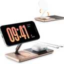Wireless Charging Station for iPhone & AirPods: Foldable Charger Stand with MagSafe, 2-in-1 Magnetic Charger Stand for iPhone 12-15 & iPhone 16 & AirPods (No AC Adapter) (golden)
