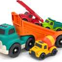 Toddlers Car Toys for 3 4 5 6 Year Old, Toddler Car Toys Dump Truck Toys and Mixer Cement Toy,Construction Vehicle Toys Set for Kids Christmas Birthday Gifts for Toddler Boy Girl 3-4