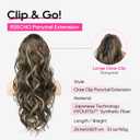 REECHO Ponytail Extension, 24" Claw Clip Ponytail Extension Wavy Ponytails Hair Extensions Jaw Clip on Pony Tails Natural Synthetic Hairpiece for Women Daily, Medium Brown Ash Blonde