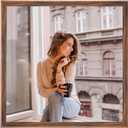 24x24 Wood Frame Brown, Rustic Natural Wooden 24x24in Poster Picture Frame, Distressed 24 x 24inch Woodgrain Gallery Photo Frame with HD Plexiglass, Horizontal Vertical Wall Mounting Display 1pcs