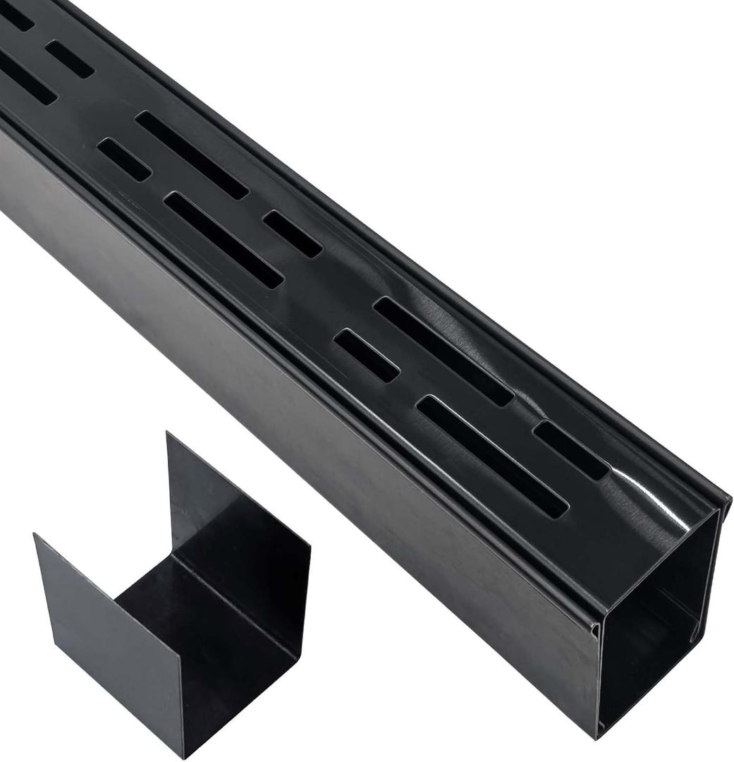 Black Channel Drain 2" Wide x 3' 3-5/8" Long, Outdoor Pool Deck Drain Channel 304 Stainless Steel with Coupling, Pool Drain for Concrete/Paver/Patios/Walkways
