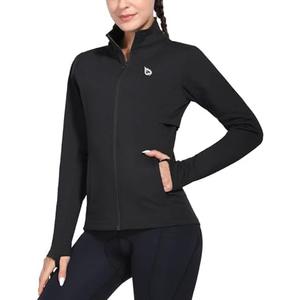baleaf Women's Fleece Running Jacket Water Resistant Full Zip Winter Cold Weather Gear Thermal Cycling Workout Jackets Large