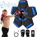 2025 Music Boxing Machine for Adults and Kids, Smart Bluetooth Boxing Training Equipment with Gloves Wall Mounted, Workout Punching Machine for Home,Office and Gym (Dark black)