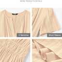 BTFBM Womens Summer 2026 Casual Midi Maxi Dresses Lightweight Short Sleeve V Neck Elastic Waist Boho Beach Dress Pockets (Apricot, Medium)
