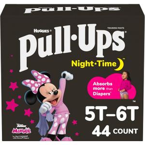 Pull-Ups Girls' Night-Time Potty Training Pants, Size 5T-6T Overnight Training Underwear (46-60 lbs), 44 Ct