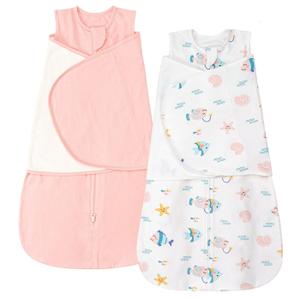 ZIGJOY Sleep Sack Swaddle 1.0 Tog Baby Wearable Blanket 100% Cotton Baby Swaddle Blanket for Newborns 0-6 Months Ocean&Pink (S)