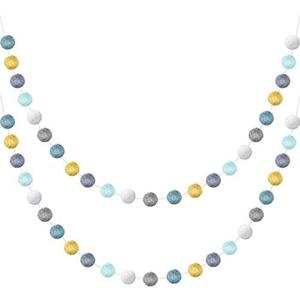 Boao Felt Ball Garland 6.5 ft with 24 Colorful Pom Poms, Handmade Wool Garland for Nursery Decor, Kids Room Wall Hanging, Birthday Party Baby Shower and Home Decoration
