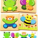 Bekayshad Wooden Puzzles Toddler Toys Gifts for 1 2 3 Year Old Boys Girls, 4 Pack Animal Jigsaw Puzzles Montessori Toys, Learning Educational Christmas Birthday Gifts for Girls Boys Ages 1-3