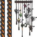PLUSINNO V9 Vertical Fishing Rod Holders, 2 Packs Wall Mounted Fishing Pole Holders, Fishing Rod Racks Hold Up to 18 Rods or Combos, Fishing Pole Holders for Garage, Fishing Gear and Gifts for Men