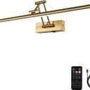 Picture Light Battery Operated with Remote LED Dimmable Picture Light for Paintings, Brass Rechargeable 24 inch Battery Operated Wall Sconce for Art Lighting Gallery Portrait Artwork