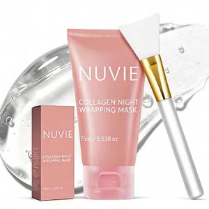 Collagen Mask, Overnight Peel off Face Mask, Skin Care with Hydrolyzed Collagen, Elasticity & Hydration Care, Moisturizes & Brightens Skin, Includes Brush, 2.53 Fl.Oz
