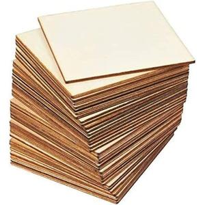 Sustainable Greetings Juvale Wood Squares for Crafts, Unfinished Wooden Cutout Tile (4 in, 36 Pack) - Wood Tiles for Crafts