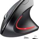 Bluetooth Ergonomic Mouse, 2.4GHz Wireless Mouse with 3 Adjustable DPI(1000/1200/1600), Optical Vertical Computer Mice with Type-C Adapter, 6 Silent Buttons for Laptop, Desktop, MacBook, Black