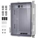 Waterproof ABS Enclosure Cabinet Junction Box, Ventilated Design, Indoor/Outdoor Use, with Mounting Panel, High Power Outlets. (Clear Cover, 19.7"x15.7"x7.9")
