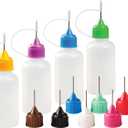 Free Hand Precision Applicator Bottle 1 Oz. 4 Needle Tip Squeeze Bottles and 12 Tips for Acrylic Painting, DIY Quilling and Paper Craft