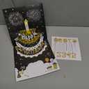 INPHER DIY Age Birthday Cards Fireworks Pop Up Cake Light and Music Black and Gold Happy Birthday Card Gift for Husband, Men, Women, Mom, Grandma