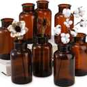 TOPZEA Set of 8 Amber Glass Vase, 17oz Boho Flower Vase Bud Vases Decorative Brown Medicine Glass Bottles Vintage Small Apothecary Jars for Home Dcor, Dining Table, Wedding Centerpiece, Bridal Shower (500ml / 17 ounce)