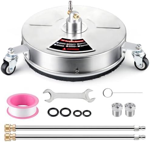 Siebwin 15" Pressure Washer Surface Cleaner with 3 Wheels Extension Wands - 4000psi Stainless Steel Surface Cleaner for Pressure Washer Attachment for Concrete, Driveway, Sidewalk