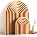 2 Pcs Natural Wood Arch Decor, Boho Shelf & Serving Board for Fireplace Mantel, Kitchen Counter - Light Pine Finish, Scandinavian & Japandi Style Aesthetic Accents for Living Room, Home Office