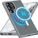 N52 Magnetic Case for Samsung Galaxy S24 Ultra Case Stronger Upgraded, Slim Protective for Galaxy S24 Ultra Phone Case S24Ultra for MagSafe Translucent Back Silicone Bumper Non-Fingerprint-Matte Grey
