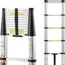 VEVOR 12.5ft Telescoping Ladder, Aluminum Lightweight Multi-Purpose Collapsible Extension, One-Touch Retraction Ladder, Heavy Duty 330LBS Max Capacity with Non-Slip Feet, for Home, Outdoor Work, Loft