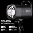 NEEWER S101-300W Strobe Flash Light with 9 Levels 150W Modeling Lamp, 300Ws GN58 5600K with Standard Bowens Mount Reflector, S1/S2 Mode Silent Fan for Photography Studio, Portrait Product Shooting