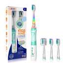 SEAGO Kids Electric Toothbrush with 2 Mins Brushing Timer and 4 Replacement Brush Heads, Rainbow LED Light Make Brushing Fun, Green Color Boys Battery Powered Toothbrush for 4-12 Years Old SG-977