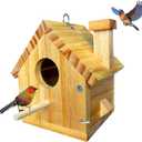 Bird Houses for Outside Clearance, Bird House Natural Wood Birdhouse with Pole, Hanging Blue Bird Houses for Outdoors Garden Country, Finch Cardinals Swallow Wren Bluebird House