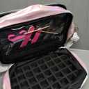 Nail Polish Organizer Bag - Holds 40+ Bottles (15ml/0.5 fl.oz)& Nail Lamp, Portable Travel Nail Kit Storage Carrying Case, Double Layer gel Nail Supplies Holder Bag PU Leather Women(Colorful Pink)