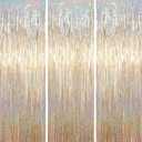 Voircoloria 3.3 x 6.6 ft Foil Fringe Backdrop Curtains, Tinsel Streamers Party Decorations, Fringe Backdrop for Birthday, Baby Shower, Gender Reveal, Graduation (3, Champagne)