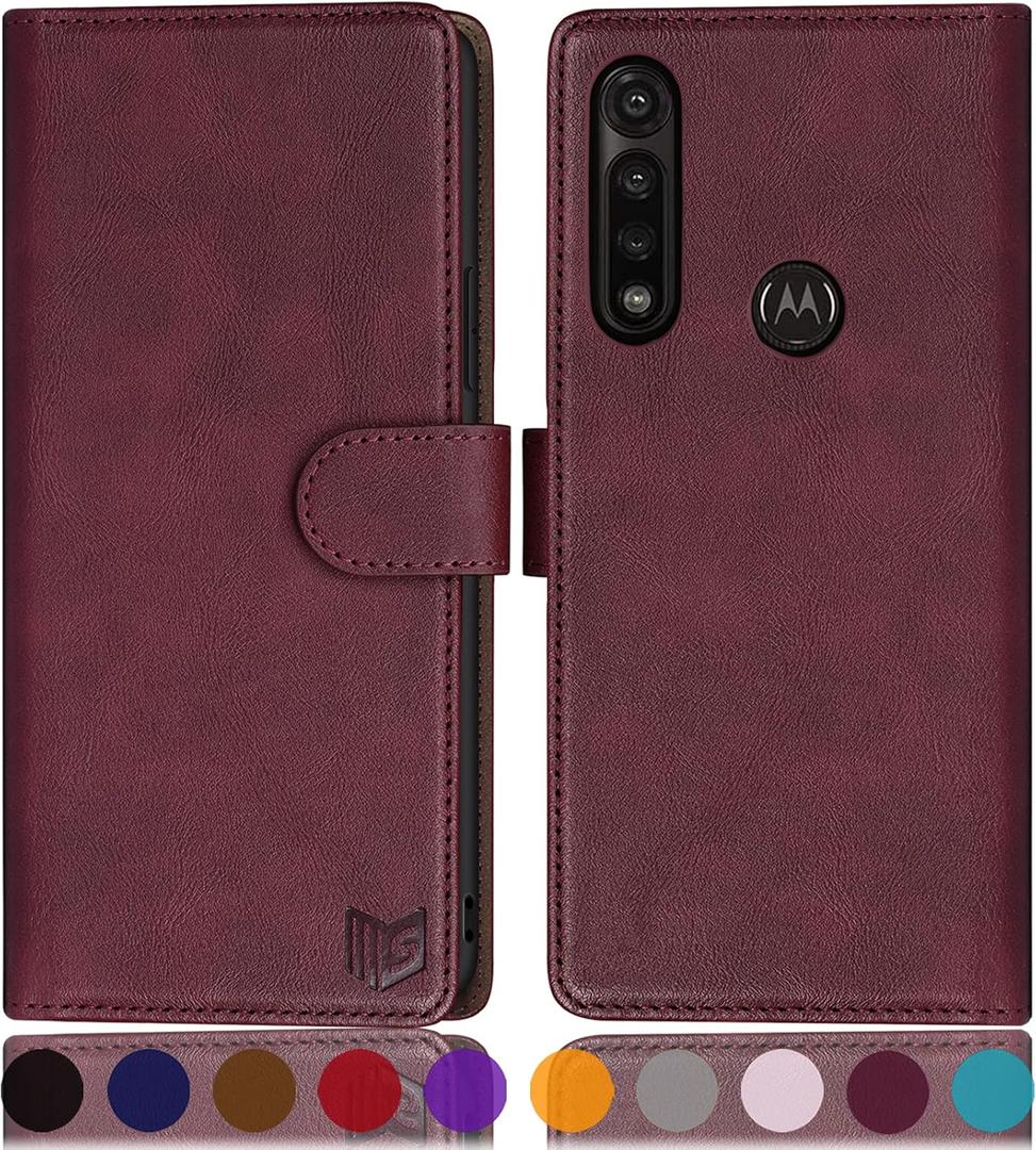 SUANPOT For Motorola Moto G Power 2020(Non 2021) With Rfid Blocking Leather Wallet Case Credit Card Holder,Flip Folio Book Phone Case Shockproof Cover Women Men For Moto G Power Case Wallet Wine Red