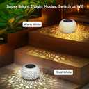 2 x Solar Lanterns Outdoor Waterproof: 2 Pack White Hollow Out Metal Solar Lights - 2 Lighting Colors Outside Garden Yard Porch Indoor Tabletop Retro Decorations - Unique Gifts for Women Mom Wife