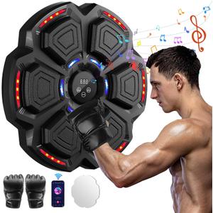 Music Boxing Machine, Smart Music Punching Machine for Adults Kids, Bluetooth Music Sync, Wall-Mounted Workout/Training Equipment with Boxing Gloves, Suitable for Home Gym Office Indoor Exercise