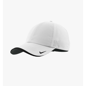 Nike Mens Golf - Dri-fit Swoosh Perforated Cap, White Hat, White Size M/L