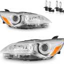 Headlights Assembly for 2015-2017 Toyota Camry Only 4-Door Sedan Halogen Headlamp Replacement, High/Low Beam W/Bulbs, Driver & Passenger Side